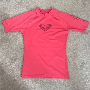 Roxy rash guard UV protection short sleeve t-shirt pink